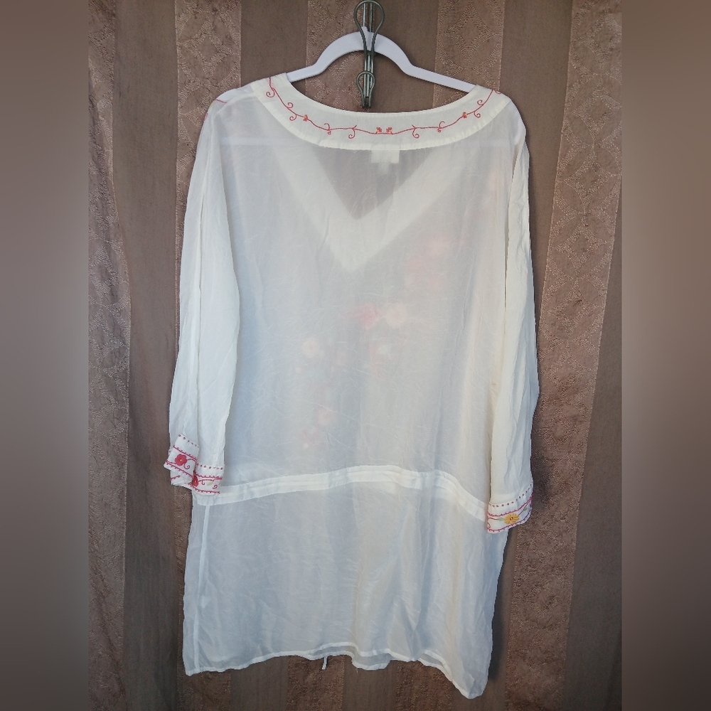 💎 J. Jill Women's Crinkle Embroidered Beaded Sequins Floral Tunic #0216 - Picture 6 of 15